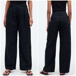 NEW Madewell The Harlow Wide Leg Pant Trouser in Black Sz 8 Petite Minimalist